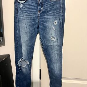 Hollister Women's Distressed Skinny Jeans - Blue